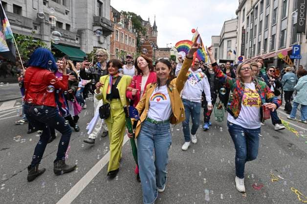 Brussels Pride Celebrates 30 Years BRUSSELS, BELGIUM - MAY 16: The political party GROEN represents it s selve. The Pride march walks through the streets of the capital.This year marks the 30th anniversary of Pride in Brussels. Thirty years of struggle, pride and visibility for the LGBTQIA+ community. The theme chosen for 2026 reflects the challenges of a world in turmoil: When Times Get Darker, We Shine Brighter. A powerful and unifying message, more necessary than ever in a troubled international context where the rights of the LGBTQIA+ community are under constant threat.on May 16, 2026 in Brussels, Belgium, 16 05 2026 Brussels Belgium  Copyright: xBertxVanxDenxBrouckex
