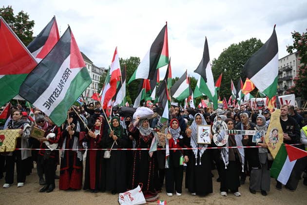 Demonstration held in Berlin to commemorate the 78th anniversary of Nakba BERLIN, GERMANY - MAY 16: Demonstrators gather at Oranienplatz to mark the 78th anniversary of the Nakba in Berlin, Germany on May 16, 2026. Protesters chanted slogans and carried Palestinian flags during the commemoration rally. Halil Sagirkaya Anadolu Berlin Germany. Editorial use only. Please get in touch for any other usage.  Copyright: x2026xAnadoluxHalilxSagirkayax