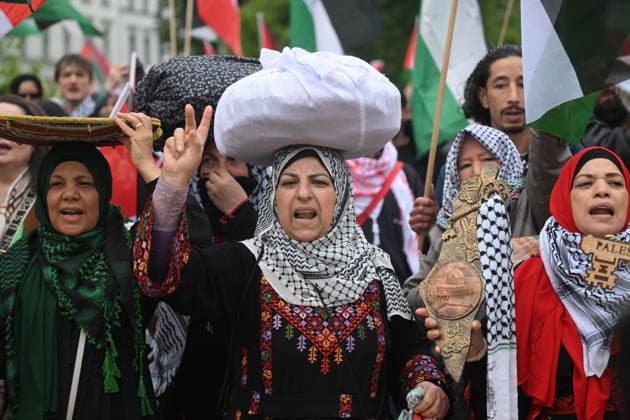 Demonstration held in Berlin to commemorate the 78th anniversary of Nakba BERLIN, GERMANY - MAY 16: Demonstrators gather at Oranienplatz to mark the 78th anniversary of the Nakba in Berlin, Germany on May 16, 2026. Protesters chanted slogans and carried Palestinian flags during the commemoration rally. Halil Sagirkaya Anadolu Berlin Germany. Editorial use only. Please get in touch for any other usage.  Copyright: x2026xAnadoluxHalilxSagirkayax