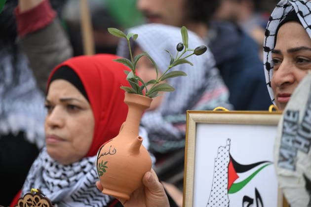 Demonstration held in Berlin to commemorate the 78th anniversary of Nakba BERLIN, GERMANY - MAY 16: Demonstrators gather at Oranienplatz to mark the 78th anniversary of the Nakba in Berlin, Germany on May 16, 2026. Protesters chanted slogans and carried Palestinian flags during the commemoration rally. Halil Sagirkaya Anadolu Berlin Germany. Editorial use only. Please get in touch for any other usage.  Copyright: x2026xAnadoluxHalilxSagirkayax