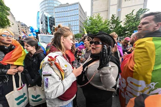 Brussels Pride Celebrates 30 Years BRUSSELS, BELGIUM - MAY 16: The Pride march walks through the streets of the capital.This year marks the 30th anniversary of Pride in Brussels. Thirty years of struggle, pride and visibility for the LGBTQIA+ community. The theme chosen for 2026 reflects the challenges of a world in turmoil: When Times Get Darker, We Shine Brighter. A powerful and unifying message, more necessary than ever in a troubled international context where the rights of the LGBTQIA+ community are under constant threat.on May 16, 2026 in Brussels, Belgium, 16 05 2026 Brussels Belgium  Copyright: xBertxVanxDenxBrouckex