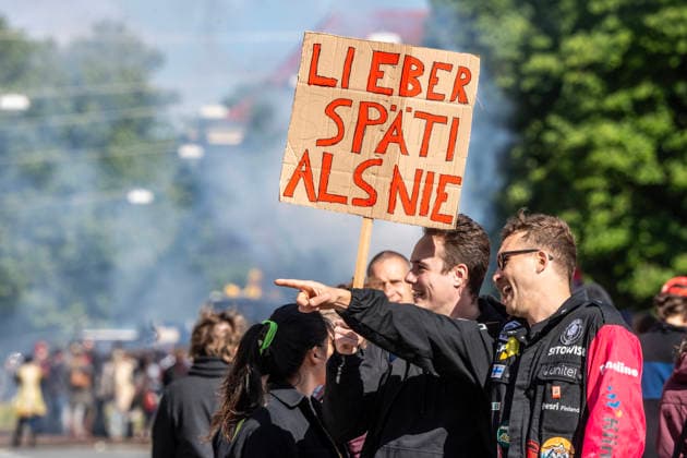 Munich noise parade, poster Lieber Späti als nie, annual demo against rent hikes and