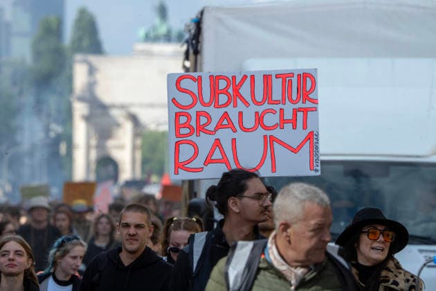 Munich noise parade, poster Subculture needs space, annual demo again