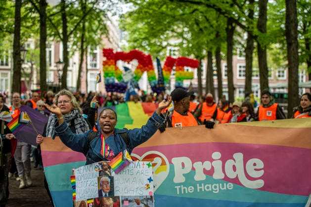 May 16, 2026, The Hague, South Holland, Netherlands: 16 May 2026, The Hague Ã¢â‚¬ Hundreds of demonstrators gathered at the Koekamp in The Hague for speeches and music as part of Pride The Hague. Following, the demonstrators marched through the city center for the Pride Walk. The Hague Netherlands  - ZUMAp202 20260516_zip_p202_002 Copyright: xJamesxPetermeierx