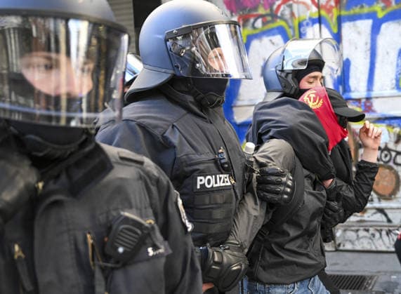 Nakba Day march in Berlin BERLIN, GERMANY - MAY 16: Police detain several people during a solidarity march with Palestinians in Germany s capital, Berlin, held to mark the 78th anniversary of the Nakba, on May 16, 2026. Thousands gathered at Oranienplatz in the Kreuzberg district before marching toward the Sudstern subway station in the Neukolln district. Police, taking extensive security measures, halted the march near the Prinzenstrasse subway station and clamped down on the demonstration. During the ensuing scuffle, police deployed pepper spray against the demonstrators, leaving numerous protesters affected by the gas. Halil Sagirkaya Anadolu Berlin Germany. Editorial use only. Please get in touch for any other usage.  Copyright: x2026xAnadoluxHalilxSagirkayax