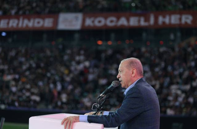 Turkish President and Leader of the Justice and Development (AK) Party Recep Tayyip Erdogan KOCAELI, TURKIYE - MAY 16: (----EDITORIAL USE ONLY - MANDATORY CREDIT - TURKISH PRESIDENCY MURAT KULA HANDOUT - NO MARKETING NO ADVERTISING CAMPAIGNS - DISTRIBUTED AS A SERVICE TO CLIENTS----) Turkish President and Leader of the Justice and Development (AK) Party Recep Tayyip Erdogan speaks during A Youth Festival Event at TURKA Kocaeli Stadium in Kocaeli, Turkiye on May 16, 2026. TUR Presidency Murat Kula Handout Anadolu Kocaeli Turkey. Editorial use only. Please get in touch for any other usage.  Copyright: x2026xAnadoluxTURxPresidency MuratxKulax xHandoutx