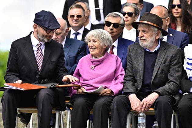 Commemorative gathering on victims of Nazi persecution on the occasion of the 81st anniversary of liberation took place at the Terezin Memorial, in Terezin, Czech Republic, on May 17, 2026. From left, director of the Terezin Memorial Jan Roubinek, survivor of the Terezin ghetto Michaela Vidlakova and Slovak sociologist and politician Fedor Gal, who was born on March 20, 1945 in Terezin. (CTKxPhoto OndrejxHajek) CTKPhotoP2026051702529  CTKPhotoP2026051702529