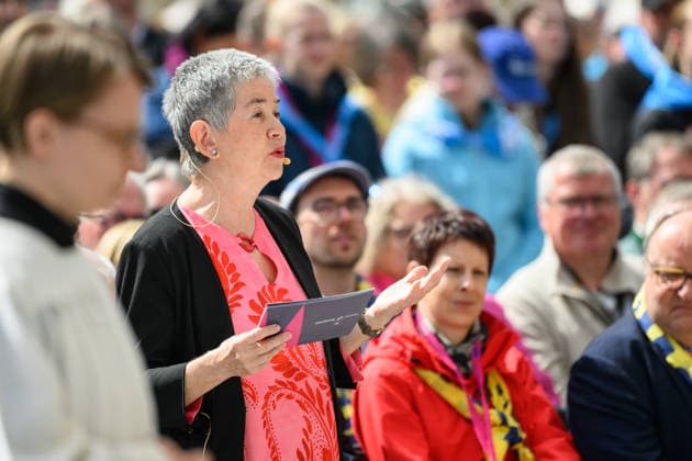 The 104th German Catholic Convention in Würzburg ended on Sunday 17 May 2026 with a closing service on the Residenzplatz Photo Irme Stetter Karp, President of the Central Committee of German Catholics Copyright: epd-bild DanielxPeter epd-Katholikentag_Wuerzburg198-kopieren