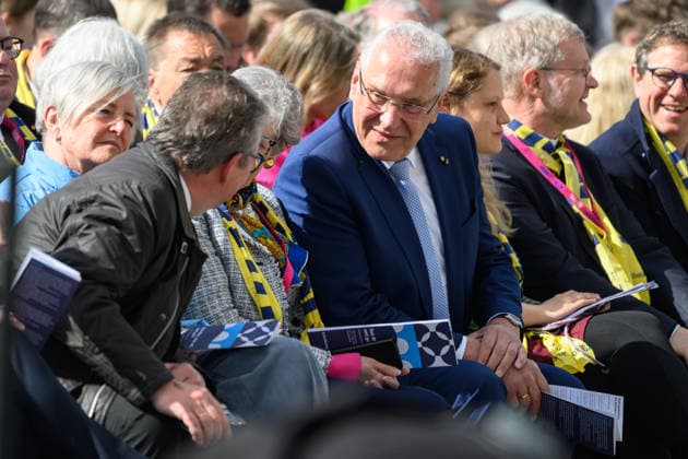The 104th German Catholic Convention in Wuerzburg came to an end on Sunday 17 May 2026 with a closing service on Residenzplatz Photo center Joachim Herrmann CSU , Minister of the Interior of Bavaria Tens of thousands of participa Copyright: epd-bild DanielxPeter 260517_abschlussgottedienst_katholikentag_dsc_5788