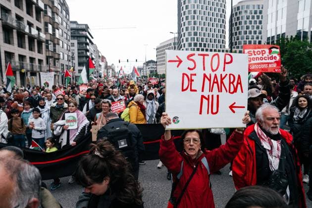 National demonstration organized by several civil society organizations in solidarity with the Palestinian people, Sunday 17 May 2026, in Brussels. MARIUS BURGELMAN  MariusxBurgelman 174152175
