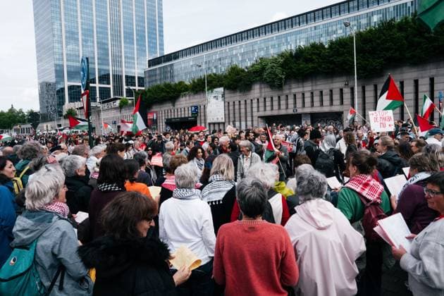 Citizens take the streets for a national demonstration organized by several civil society organizations in solidarity with the Palestinian people, Sunday 17 May 2026, in Brussels. MARIUS BURGELMAN  MariusxBurgelman 174155310