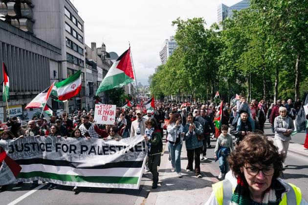 Citizens take the streets for a national demonstration organized by several civil society organizations in solidarity with the Palestinian people, Sunday 17 May 2026, in Brussels. MARIUS BURGELMAN  MariusxBurgelman 174155319
