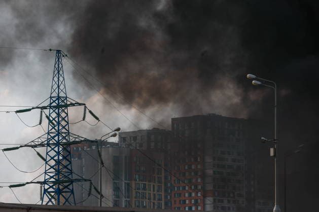 RUSSIA, MOSCOW - MAY 17, 2026: Smoke billows from a fire near Cherkizovskaya station of the Moscow Metro. Vladimir Smirnov TASS  92626685