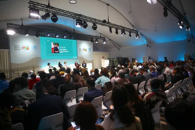 13th World Urban Forum in Baku BAKU, AZERBAIJAN - MAY 17: Participants attend a panel session during the 13th World Urban Forum, organized by the United Nations Human Settlements Programme, in Baku, Azerbaijan, on May 17, 2026. Resul Rehimov Anadolu Baku Azerbaijan. Editorial use only. Please get in touch for any other usage.  Copyright: x2026xAnadoluxResulxRehimovx