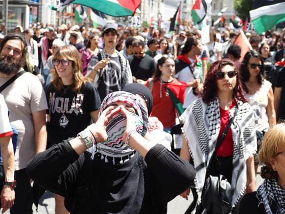 May 17, 2026, Madrid, Madrid, Spain: MADRID, SPAIN - MAY 17: Hundreds of pro-Palestinian demonstrators march through the streets of the Spanish capital, from Atocha to Plaza de Callao, to mark Nakba Day. Madrid Spain - ZUMAh199 20260517_zip_h199_005 Copyright: xAaronxHerediax