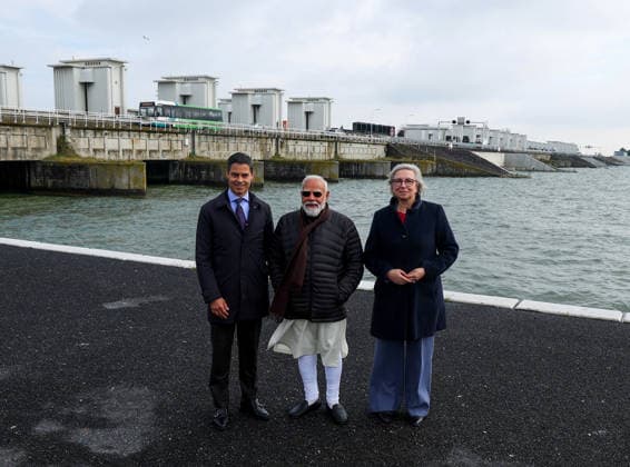 PM Modi visits Afsluitdijk dam Netherlands, May 17 (ANI): Prime Minister Narendra Modi along with Prime Minister of the Netherlands, Rob Jetten, visits Afsluitdijk dam, on Sunday. (DPR PMO ANI Photo) Netherlands Copyright: xANIx ANI_20260517183