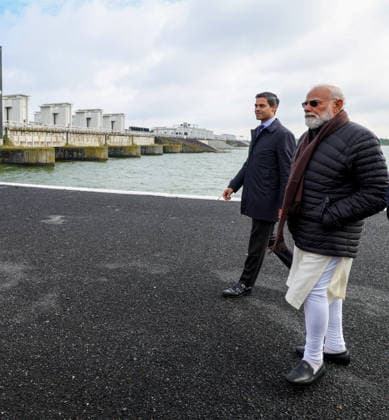 PM Modi visits Afsluitdijk dam Netherlands, May 17 (ANI): Prime Minister Narendra Modi along with Prime Minister of the Netherlands, Rob Jetten, visits Afsluitdijk dam, on Sunday. (DPR PMO ANI Photo) Netherlands Copyright: xANIx ANI_20260517184
