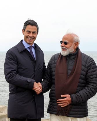 PM Modi visits Afsluitdijk dam Netherlands, May 17 (ANI): Prime Minister Narendra Modi along with Prime Minister of the Netherlands , Rob Jetten, visits Afsluitdijk dam, on Sunday. (DPR PMO ANI Photo) Netherlands Copyright: xANIx ANI_20260517188