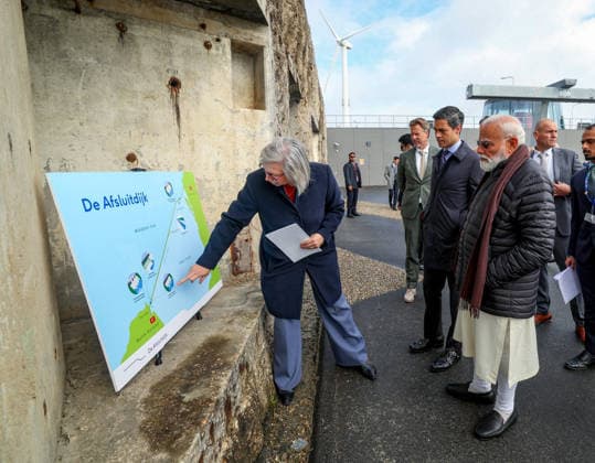 PM Modi visits Afsluitdijk dam Netherlands, May 17 (ANI): Prime Minister Narendra Modi along with Prime Minister of the Netherlands, Rob Jetten, visits Afsluitdijk dam, on Sunday. (DPR PMO ANI Photo) Netherlands Copyright: xANIx ANI_20260517190