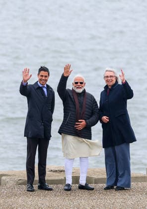PM Modi visits Afsluitdijk dam Netherlands, May 17 (ANI): Prime Minister Narendra Modi along with Prime Minister of the Netherlands , Rob Jetten, visits Afsluitdijk dam, on Sunday. (DPR PMO ANI Photo) Netherlands Copyright: xANIx ANI_20260517192