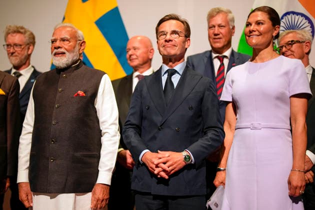 GOTHENBURG, SWEDEN 20260517 Indian Prime Minister Narendra Modi, Prime Minister Ulf Kristerson M , Crown Princess Victoria at the World of Volvo where the leaders will have bilateral meetings and participate in discussions with European business leaders on innovation and trade, in Gothenburg, Sweden, Sunday, May 17, 2026 GOTHENBURG SWEDEN x9200x  Copyright: xBjörnxLarssonxRosvall TTx MODI I GÖTEBORG h4cgB9H3J98