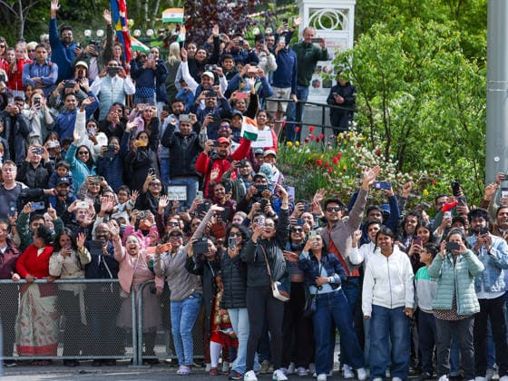 RECORD DATE NOT STATED PM Modi arrives to a warm welcome in Sweden Gothenburg Sweden , May 17 (ANI): People capture photos as for Prime Minister Narendra Modi arrives, in Gothenburg on Sunday. (Narendra Modi Photo gallery ANI Photo) Gothenburg Sweden Copyright: xANIx ANI_20260517453