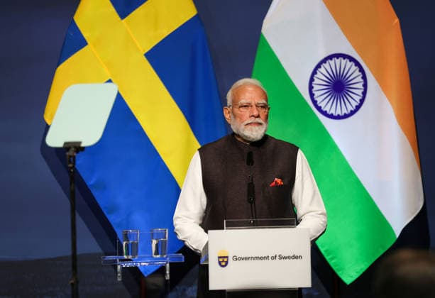 GOTHENBURG, SWEDEN 20260517 Indias Prime Minister Narendra Modi during a press conference at the World of Volvo in Gothenburg, Sweden, Sunday, May 17, 2026 GOTHENBURG, SWEDEN x9200x  Copyright: xAdamxIhse TTx MODI I GÖTEBORG 3zid76mzGc0