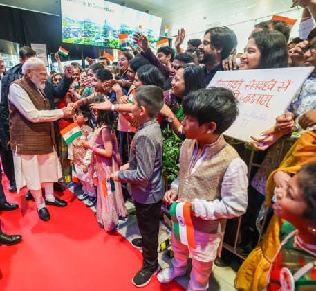 RECORD DATE NOT STATED PM Modi arrives to a warm welcome in Sweden Gothenburg Sweden , May 17 (ANI): Prime Minister Narendra Modi witnesses a reception by the Indian diaspora, in Gothenburg on Sunday. Sweden Prime Minister Ulf Kristersson also present. (Narendra Modi Photo gallery ANI Photo) Gothenburg Sweden Copyright: xANIx ANI_20260517459