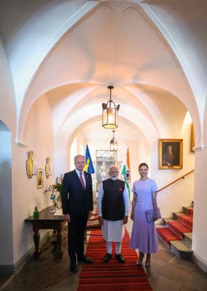 RECORD DATE NOT STATED PM Modi poses for a picture with others after being conferred with Sweden s Royal Order of Polar Star Gothenburg Sweden , May 17 (ANI): Prime Minister Narendra Modi poses for a picture with others after being conferred with Sweden s Royal Order of Polar Star, the highest honour awarded to a Head of Government by the Scandinavian nation, in Gothenburg on Sunday. (DPR PMO ANI Photo) Gothenburg Sweden Copyright: xANIx ANI_20260517497