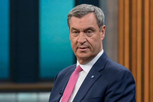 in the picture from left Markus Söder, Prime Minister of Bavaria, CSU, GER, Berlin, Studio, guest of Caren Miosga, Polittalk, TV, format, recording, recorded, Das Erste, from Adlershof at Studio 20, topic Copyright: HMBxMedia UwexKoch