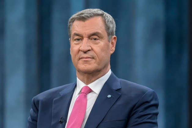 in the picture from left Markus Söder, Prime Minister of Bavaria, CSU, GER, Berlin, Studio, guest of Caren Miosga, Polittalk, TV, format, recording, recorded, Das Erste, from Adlershof at Studio 20, topic Copyright: HMBxMedia UwexKoch