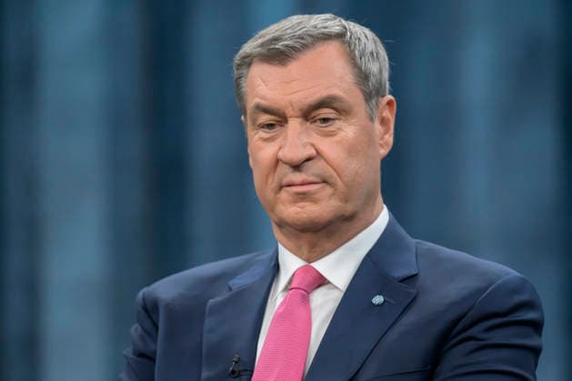 in the picture from left Markus Söder, Prime Minister of Bavaria, CSU, GER, Berlin, Studio, guest of Caren Miosga, Polittalk, TV, format, recording, recorded, Das Erste, from Adlershof at Studio 20, topic Copyright: HMBxMedia UwexKoch