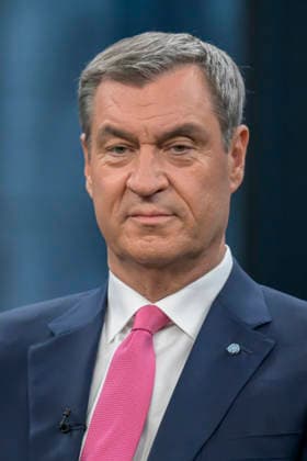 in the picture from left Markus Söder, Prime Minister of Bavaria, CSU, GER, Berlin, Studio, guest of Caren Miosga, Polittalk, TV, format, recording, recorded, Das Erste, from Adlershof at Studio 20, topic Copyright: HMBxMedia UwexKoch