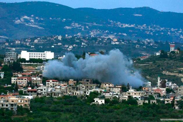 (260518) -- BNAAFOUL, May 18, 2026 -- This photo taken on May 17, 2026 shows smoke rising after an Israeli airstrike targeted a house in Bnaafoul, southern Lebanon. At least five people, including two children, were killed and 15 others wounded on Sunday as Israeli strikes intensified across southern Lebanon, according to Lebanese sources. (Photo by Xinhua) LEBANON-BNAAFOUL-ISRAELI AIRSTRIKE AlixHashisho 