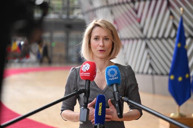 European Union (EU) Foreign Affairs Council (Development) meeting in Brussels??????? BRUSSELS, BELGIUM - MAY 18: EU High Representative for Foreign Affairs and Security Policy Kaja Kallas speaks to press ahead of European Union (EU) Foreign Affairs Council (Development) meeting in Brussels, Belgium on May 18, 2026. Dursun Aydemir Anadolu Brussels Belgium. Editorial use only. Please get in touch for any other usage.  Copyright: x2026xAnadoluxDursunxAydemirx