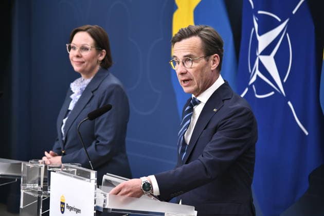 STOCKHOLM, SWEDEN 20260518 Prime Minister Ulf Kristersson M and Minister for Foreign Affairs Maria Malmer Stenergard M , during a press briefing ahead of the NATO foreign ministers meeting in Helsingborg on May 21-22 STOCKHOLM SWEDEN x12060x  Copyright: xLarsxSchröder TTx PRESSTRÄFF OM NATOMÖTE YB-3vaX1AQQ