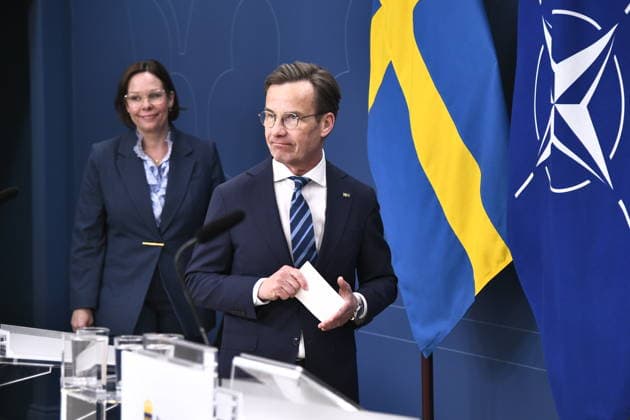 STOCKHOLM, SWEDEN 20260518 Prime Minister Ulf Kristersson M and Minister for Foreign Affairs Maria Malmer Stenergard M , during a press briefing ahead of the NATO foreign ministers meeting in Helsingborg on May 21-22 STOCKHOLM SWEDEN x12060x  Copyright: xLarsxSchröder TTx PRESSTRÄFF OM NATOMÖTE 0aGCeHqjHQM