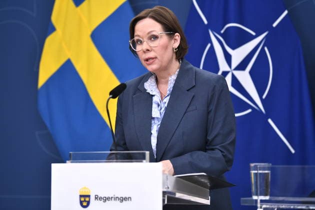 STOCKHOLM, SWEDEN 20260518 Minister for Foreign Affairs Maria Malmer Stenergard M during a press briefing ahead of the NATO foreign ministers meeting in Helsingborg May 21 22 STOCKHOLM SWEDEN x12060x  Copyright: xLarsxSchröder TTx PRESSTRÄFF OM NATOMÖTE GUBJPAL19BY