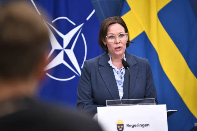 STOCKHOLM, SWEDEN 20260518 Minister for Foreign Affairs Maria Malmer Stenergard M during a press briefing ahead of the NATO foreign ministers meeting in Helsingborg May 21 22 STOCKHOLM SWEDEN x12060x  Copyright: xLarsxSchröder TTx PRESSTRÄFF OM NATOMÖTE Qu5WQpwT9Og