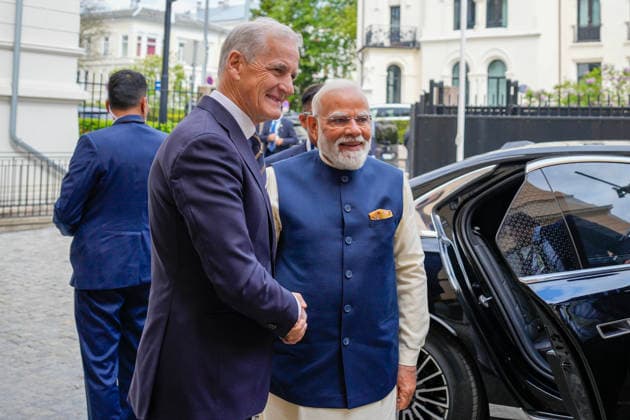 Indian Prime Minister Narendra Modi visits Norway Oslo, Norway 20260518 Prime Minister Jonas Gahr Store receives Indian Prime Minister Narendra Modi at the governments representation facility in Oslo Photo Fredrik Varfjell NTB POOL Oslo Norway sO4wxYLbuws EDITORIAL USE ONLY Ref POLsO4wxYLbuws jpg  Copyright: xFredrikxVarfjellx xNTBx