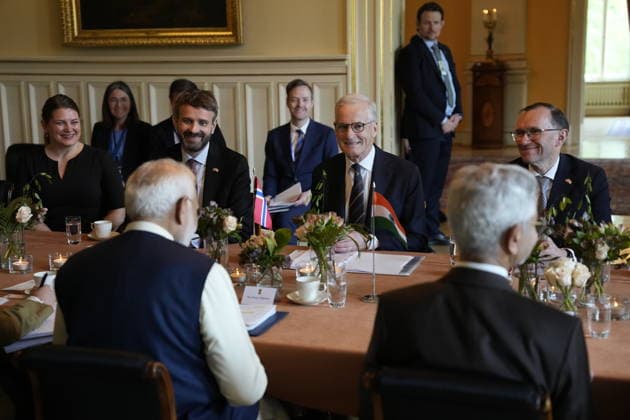 Indian Prime Minister Narendra Modi visits Norway Oslo, Norway 20260518 Prime Minister Jonas Gahr Store meets Indian Prime Minister Narendra Modi at the governments representation facility in Oslo on Monday Photo Fredrik Varfjell NTB POOL Oslo Norway bXExjU9ayhk EDITORIAL USE ONLY Ref POLbXExjU9ayhk jpg  Copyright: xFredrikxVarfjellx xNTBx