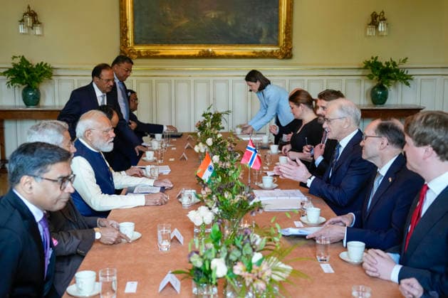 Indian Prime Minister Narendra Modi visits Norway Oslo, Norway 20260518 Prime Minister Jonas Gahr Store meets Indian Prime Minister Narendra Modi at the governments representation facility in Oslo on Monday Photo Fredrik Varfjell NTB POOL Oslo Norway mTuRXditYho EDITORIAL USE ONLY Ref POLmTuRXditYho jpg  Copyright: xFredrikxVarfjellx xNTBx