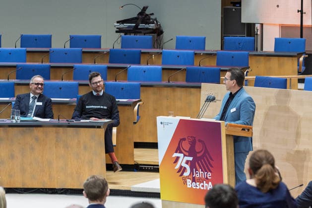 Ceremony 75 years of the Procurement Office of the BMI in Bonn Speech by Lord Mayor of Bonn Guido DEUS CDU Ceremony to mark the 75th anniversary of the Procurement Office of the BMI in the former plenary chamber of the German Bundestag, which is now part of the World Conference Center Bonn The Procure Copyright: xMarcxJohnx