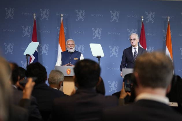 Indian Prime Minister Narendra Modi visits Norway Oslo, Norway 20260518 Prime Minister Jonas Gahr Store receives Indian Prime Minister Narendra Modi at the governments representation facility in Oslo Photo Fredrik Varfjell NTB POOL Oslo Norway 7RVK96zvzg4 EDITORIAL USE ONLY Ref POL7RVK96zvzg4 jpg  Copyright: xFredrikxVarfjellx xNTBx