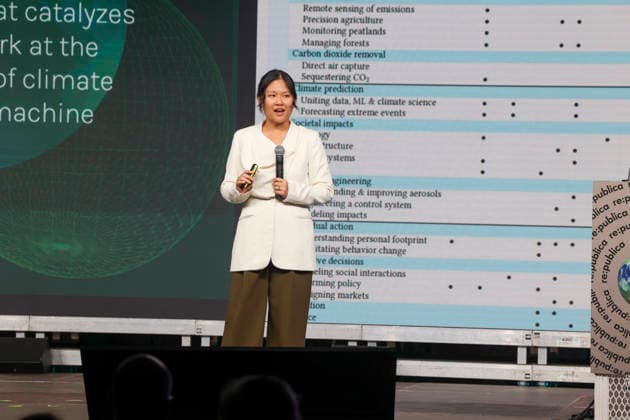Karen Hao at the Re publica digital trade fair under the motto Never Gonna Give You Up opens at The Station on 18 05 26 in Berlin Angela Merkel speaks at Re publica 2026 in Berlin