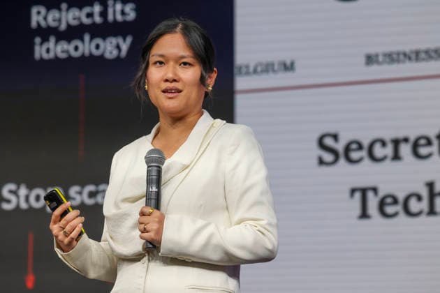 Karen Hao at the Re publica digital trade fair under the motto Never Gonna Give You Up opens at The Station on 18 05 26 in Berlin Angela Merkel speaks at Re publica 2026 in Berlin
