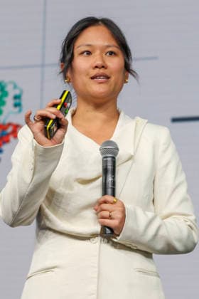 Karen Hao at the Re publica digital trade fair under the motto Never Gonna Give You Up opens at The Station on 18 05 26 in Berlin Angela Merkel speaks at Re publica 2026 in Berlin