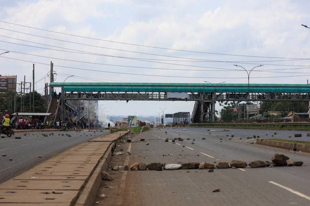 Protest against rising fuel in Nairobi NAIROBI, KENYA - MAY 18: Demonstrators block some roads to traffic during a protest against rising fuel in Nairobi, Kenya on May 18, 2026. Lucas Mukasa Anadolu Nairobi Kenya. Editorial use only. Please get in touch for any other usage.  Copyright: x2026xAnadoluxLucasxMukasax