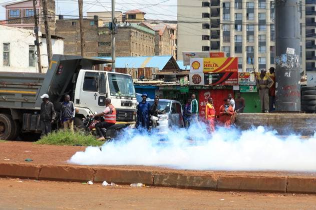 Protest against rising fuel in Nairobi NAIROBI, KENYA - MAY 18: Security forces intervene against the demonstrators during a protest against rising fuel in Nairobi, Kenya on May 18, 2026. Lucas Mukasa Anadolu Nairobi Kenya. Editorial use only. Please get in touch for any other usage.  Copyright: x2026xAnadoluxLucasxMukasax