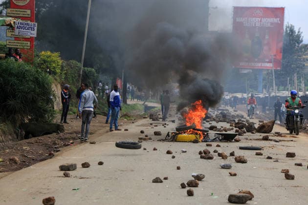 Protest against rising fuel in Nairobi NAIROBI, KENYA - MAY 18: Demonstrators block traffic on some roads by burning tires during a protest against rising fuel in Nairobi, Kenya on May 18, 2026. Lucas Mukasa Anadolu Nairobi Kenya. Editorial use only. Please get in touch for any other usage.  Copyright: x2026xAnadoluxLucasxMukasax